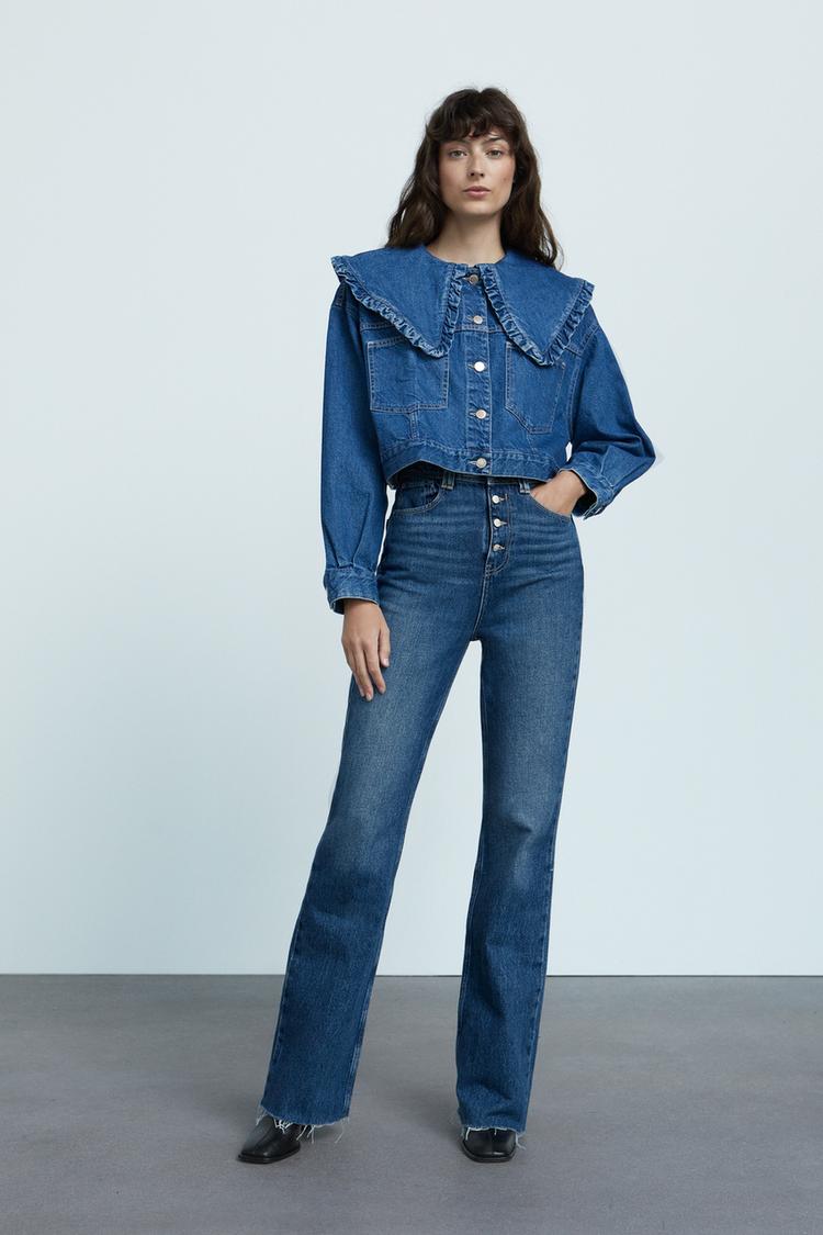 ピーターパンカラー デニムジャケット - ミディアムブルー | ZARA Japan / 日本